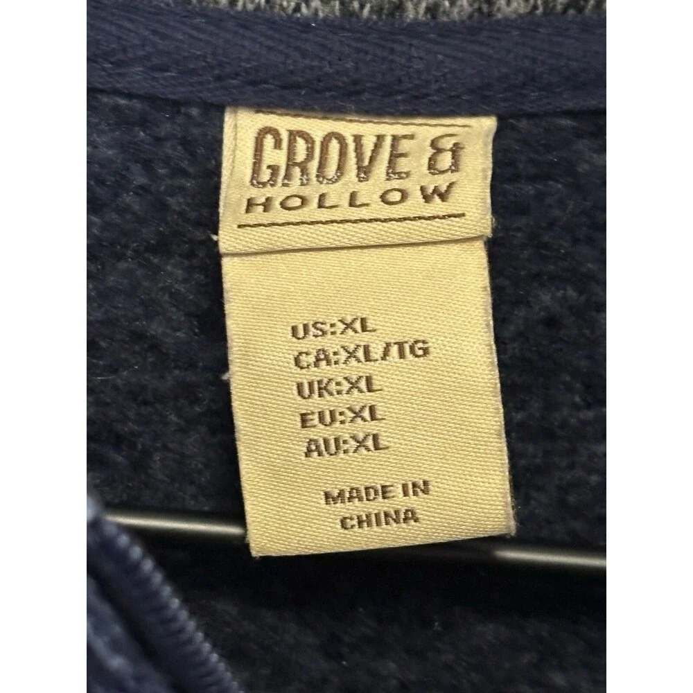 Grove & Hollow Long Sleeve Blue Quarter Zip Sweater Men's Size XL